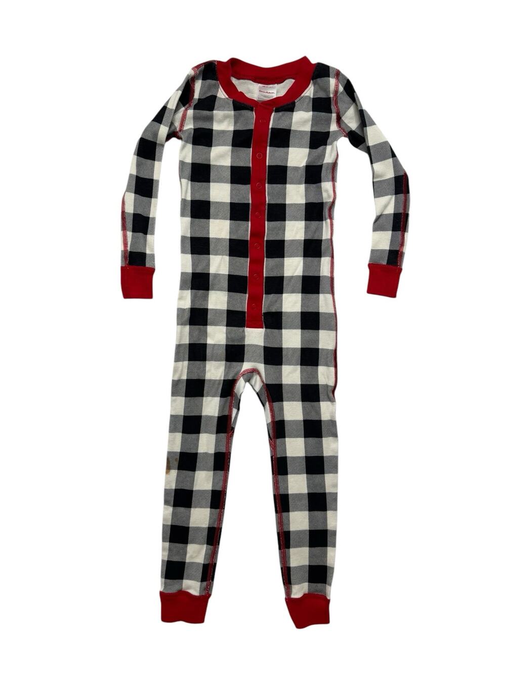 HANNA ANDERSSON Black White Buffalo Plaid One Piece Pajama Sz 4 100 Kids *READ*